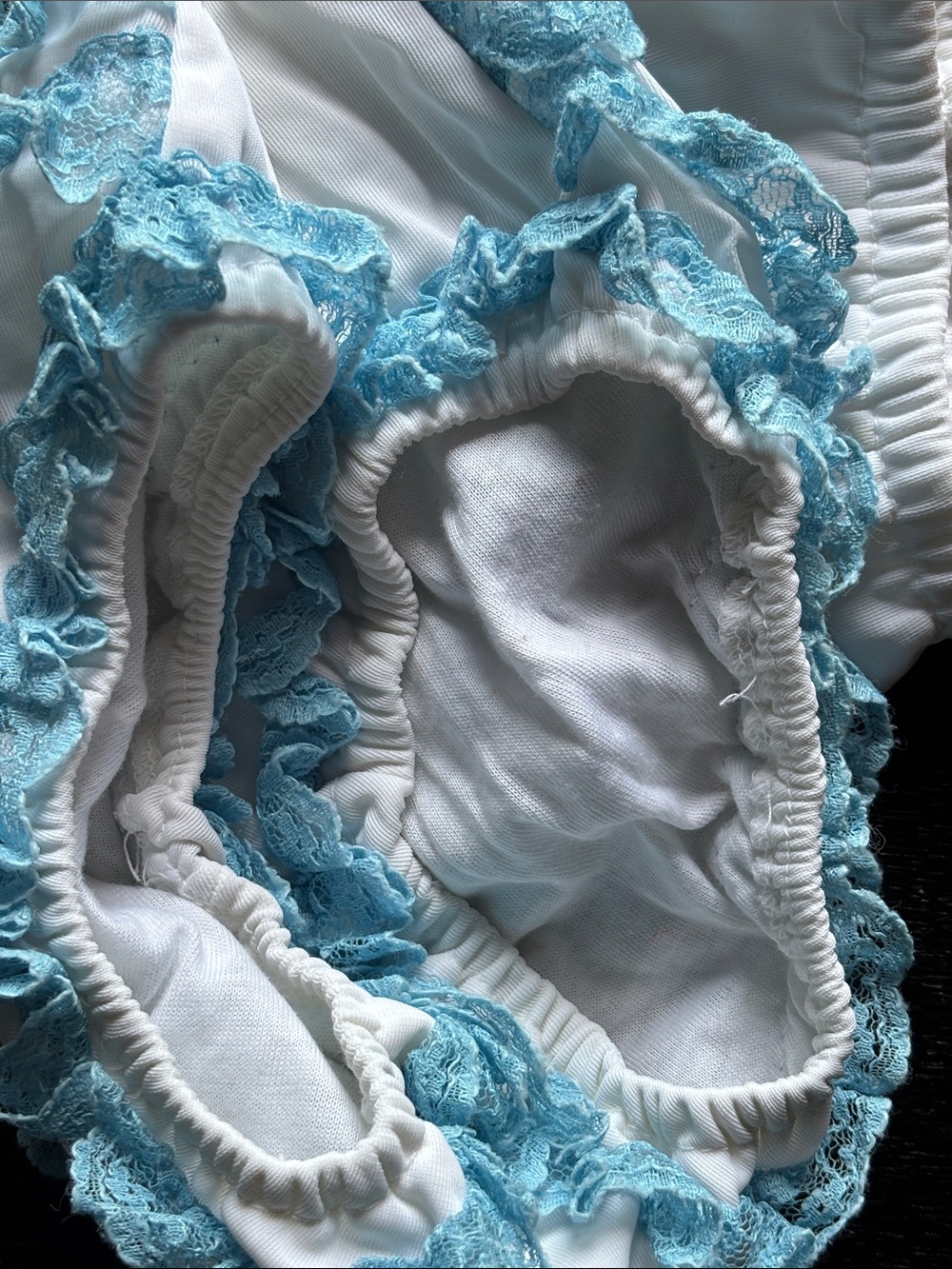 Vintage Bloomers White with Teal Lace Trim - Picture 8 of 8